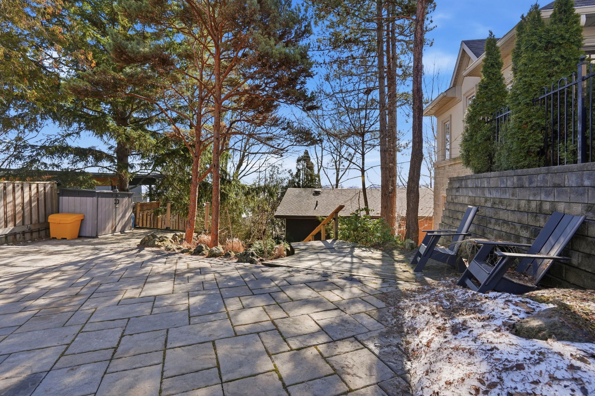 The stone courtyard at the front of the house